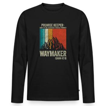 Waymaker Promise Keeper Miracle Worker - Men's Premium Organic Long Sleeve Shirt - black - Front - Nico (187cm)