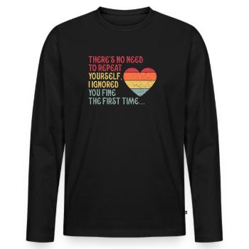 Il n’est pas nécessaire de se répéter - T-shirt manches longues Premium bio Homme - noir - Devant - Nico (187cm)
