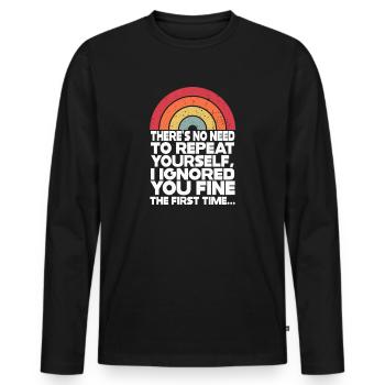 Il n’est pas nécessaire de se répéter - T-shirt manches longues Premium bio Homme - noir - Devant - Nico (187cm)