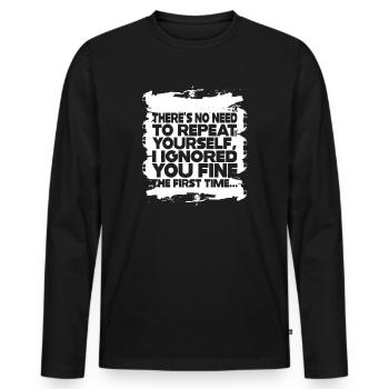 Il n’est pas nécessaire de se répéter - T-shirt manches longues Premium bio Homme - noir - Devant - Nico (187cm)