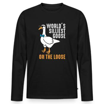 Worlds Silliest Goose On The Loose - Men's Premium Organic Long Sleeve Shirt - black - Front - Nico (187cm)