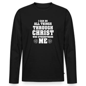 Je peux tout faire grâce au volleyball - T-shirt manches longues Premium bio Homme - noir - Devant - Nico (187cm)