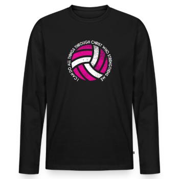Je peux tout faire grâce au volleyball - T-shirt manches longues Premium bio Homme - noir - Devant - Nico (187cm)