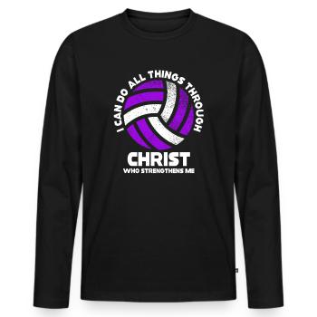 Je peux tout faire grâce au volleyball - T-shirt manches longues Premium bio Homme - noir - Devant - Nico (187cm)