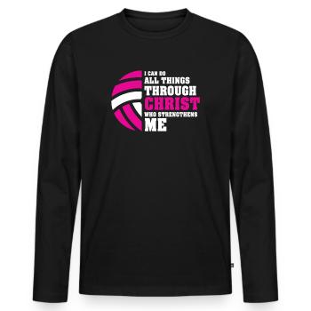 Je peux tout faire grâce au volleyball - T-shirt manches longues Premium bio Homme - noir - Devant - Nico (187cm)