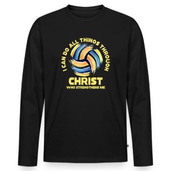 Mit Volleyball kann ich alles machen - Männer Premium Bio Langarmshirt - Schwarz - Vorne - Nico (187cm)