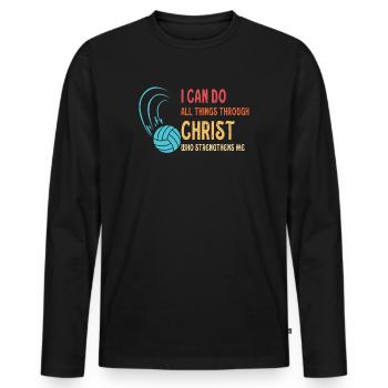 Je peux tout faire grâce au volleyball - T-shirt manches longues Premium bio Homme - noir - Devant - Nico (187cm)