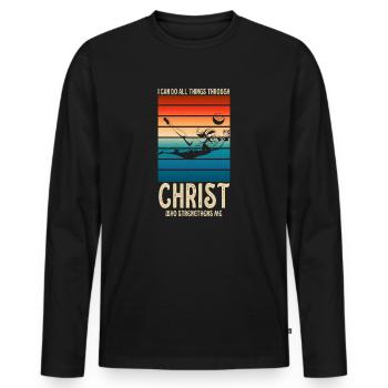Je peux tout faire grâce au volleyball - T-shirt manches longues Premium bio Homme - noir - Devant - Nico (187cm)