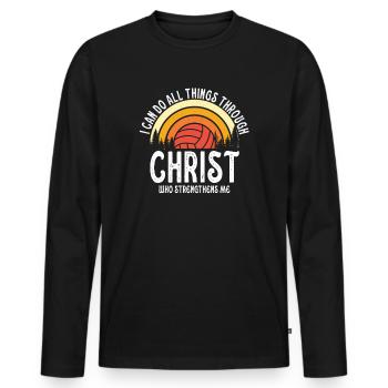 Je peux tout faire grâce au volleyball - T-shirt manches longues Premium bio Homme - noir - Devant - Nico (187cm)