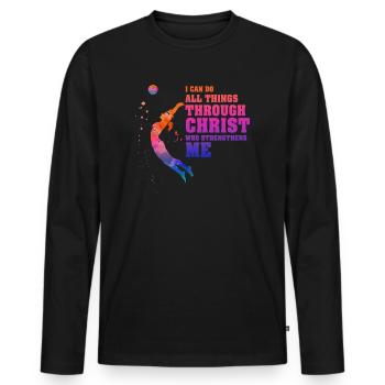 Je peux tout faire grâce au volleyball - T-shirt manches longues Premium bio Homme - noir - Devant - Nico (187cm)