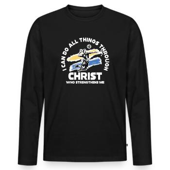 Je peux tout faire grâce au volleyball - T-shirt manches longues Premium bio Homme - noir - Devant - Nico (187cm)
