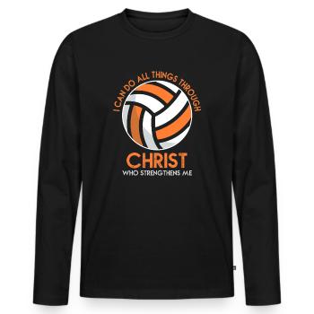 Je peux tout faire grâce au volleyball - T-shirt manches longues Premium bio Homme - noir - Devant - Nico (187cm)