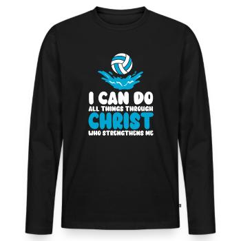 Je peux tout faire grâce au volleyball - T-shirt manches longues Premium bio Homme - noir - Devant - Nico (187cm)