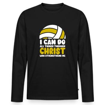 Je peux tout faire grâce au volleyball - T-shirt manches longues Premium bio Homme - noir - Devant - Nico (187cm)