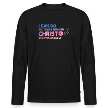 Je peux tout faire grâce au volleyball - T-shirt manches longues Premium bio Homme - noir - Devant - Nico (187cm)