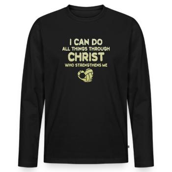 Je peux tout faire grâce au volleyball - T-shirt manches longues Premium bio Homme - noir - Devant - Nico (187cm)