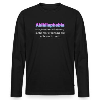 Abibliophobia Bookworm Reading Books - Men's Premium Organic Long Sleeve Shirt - black - Front - Nico (187cm)