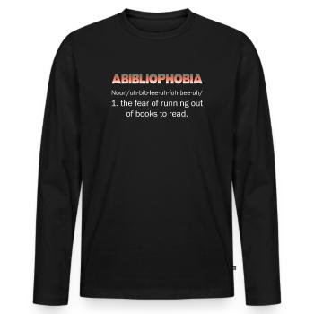 Abibliophobie Bücherwurm Lesebücher - Männer Premium Bio Langarmshirt - Schwarz - Vorne - Nico (187cm)