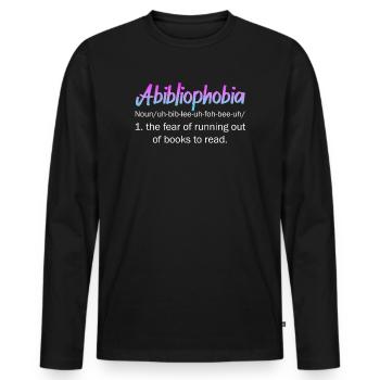 Abibliophobia Bookworm Reading Books - Men's Premium Organic Long Sleeve Shirt - black - Front - Nico (187cm)