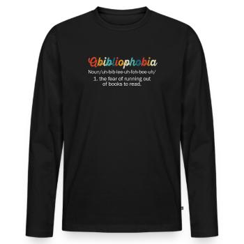Abibliophobia Bookworm Reading Books - Men's Premium Organic Long Sleeve Shirt - black - Front - Nico (187cm)