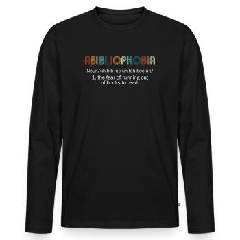 Abibliophobia Bookworm Reading Books - Men's Premium Organic Long Sleeve Shirt - black - Front - Nico (187cm)