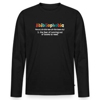 Abibliophobia Bookworm Reading Books - Men's Premium Organic Long Sleeve Shirt - black - Front - Nico (187cm)