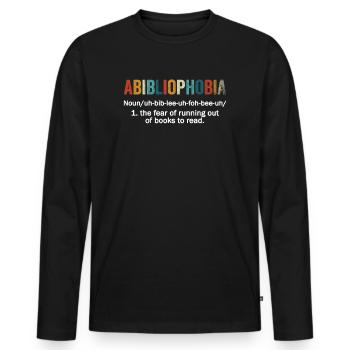 Abibliophobia Bookworm Reading Books - Men's Premium Organic Long Sleeve Shirt - black - Front - Nico (187cm)