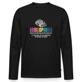 Abibliophobia Bookworm Reading Books - Men's Premium Organic Long Sleeve Shirt - black - Front - Nico (187cm)
