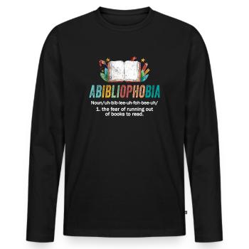 Abibliophobia Bookworm Reading Books - Men's Premium Organic Long Sleeve Shirt - black - Front - Nico (187cm)
