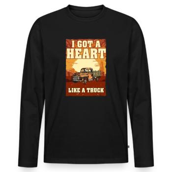Ich habe ein Herz wie ein Truck - Männer Premium Bio Langarmshirt - Schwarz - Vorne - Nico (187cm)