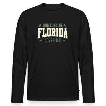 Jemand in Florida liebt mich - Männer Premium Bio Langarmshirt - Schwarz - Vorne - Nico (187cm)