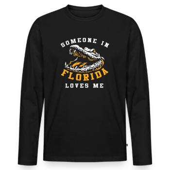 Jemand in Florida liebt mich - Männer Premium Bio Langarmshirt - Schwarz - Vorne - Nico (187cm)