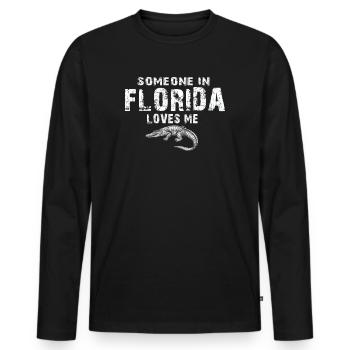Jemand in Florida liebt mich - Männer Premium Bio Langarmshirt - Schwarz - Vorne - Nico (187cm)