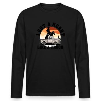 J’ai un cœur comme un camion - T-shirt manches longues Premium bio Homme - noir - Devant - Nico (187cm)
