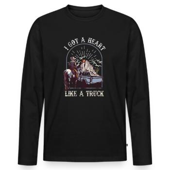 J’ai un cœur comme un camion - T-shirt manches longues Premium bio Homme - noir - Devant - Nico (187cm)