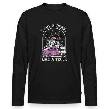 Ich habe ein Herz wie ein Truck - Männer Premium Bio Langarmshirt - Schwarz - Vorne - Nico (187cm)
