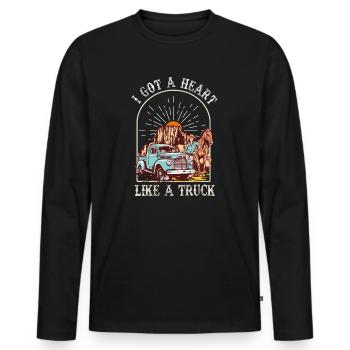 Ich habe ein Herz wie ein Truck - Männer Premium Bio Langarmshirt - Schwarz - Vorne - Nico (187cm)