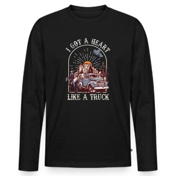 Ich habe ein Herz wie ein Truck - Männer Premium Bio Langarmshirt - Schwarz - Vorne - Nico (187cm)