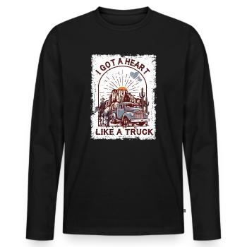 Ich habe ein Herz wie ein Truck - Männer Premium Bio Langarmshirt - Schwarz - Vorne - Nico (187cm)