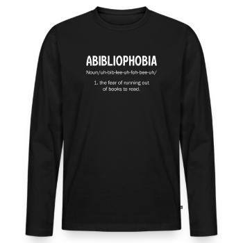 Abibliophobia Bookworm Reading Books - Men's Premium Organic Long Sleeve Shirt - black - Front - Nico (187cm)