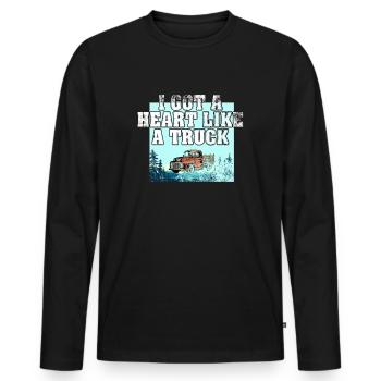 J’ai un cœur comme un camion - T-shirt manches longues Premium bio Homme - noir - Devant - Nico (187cm)