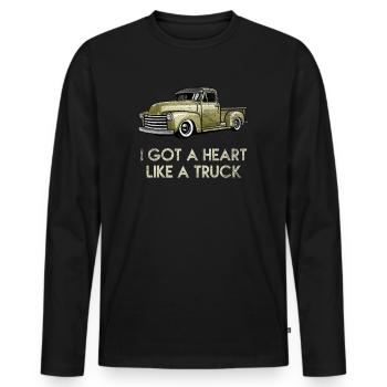 J’ai un cœur comme un camion - T-shirt manches longues Premium bio Homme - noir - Devant - Nico (187cm)