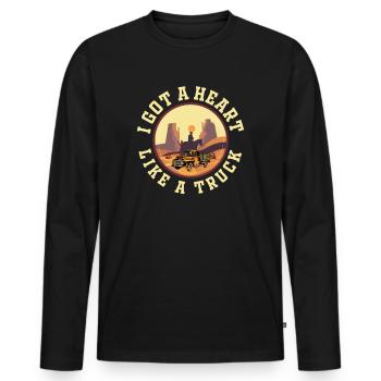 Ich habe ein Herz wie ein Truck - Männer Premium Bio Langarmshirt - Schwarz - Vorne - Nico (187cm)