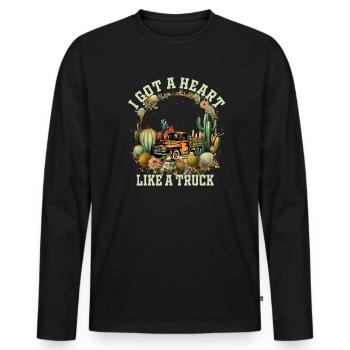 J’ai un cœur comme un camion - T-shirt manches longues Premium bio Homme - noir - Devant - Nico (187cm)