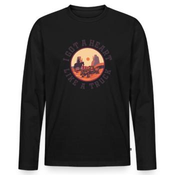 Ich habe ein Herz wie ein Truck - Männer Premium Bio Langarmshirt - Schwarz - Vorne - Nico (187cm)