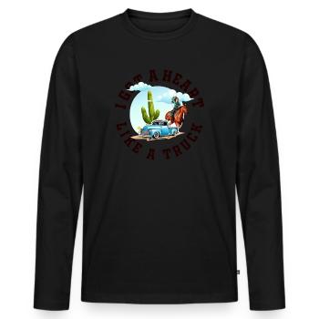 Ich habe ein Herz wie ein Truck - Männer Premium Bio Langarmshirt - Schwarz - Vorne - Nico (187cm)