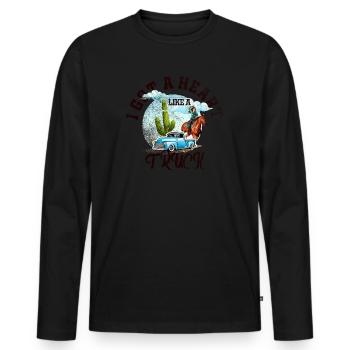 Ich habe ein Herz wie ein Truck - Männer Premium Bio Langarmshirt - Schwarz - Vorne - Nico (187cm)