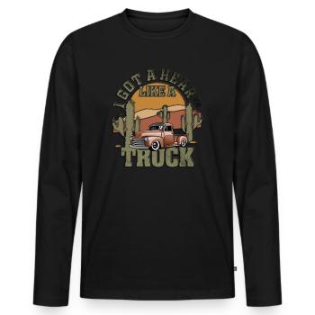 J’ai un cœur comme un camion - T-shirt manches longues Premium bio Homme - noir - Devant - Nico (187cm)