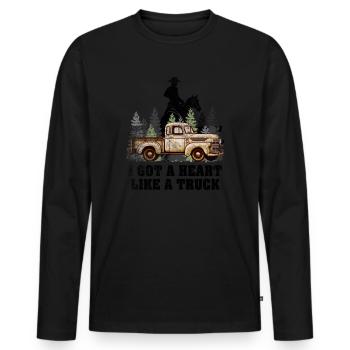 Ich habe ein Herz wie ein Truck - Männer Premium Bio Langarmshirt - Schwarz - Vorne - Nico (187cm)