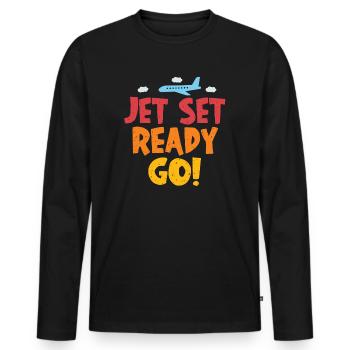 Jet Set Ready Go Flugzeug Urlaubsmodus - Männer Premium Bio Langarmshirt - Schwarz - Vorne - Nico (187cm)